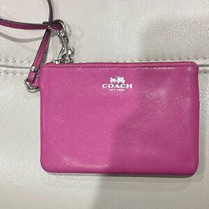 Coach Pink Leather Clutch Wristlet with Glossy Finish